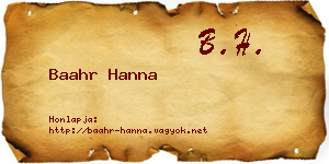 Baahr Hanna névjegykártya